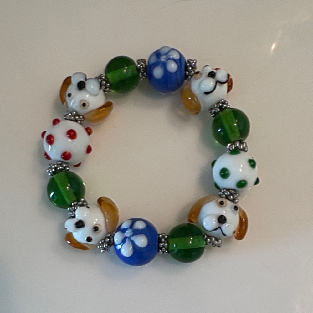 Colorful Glass Bead Dog Bracelet